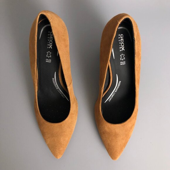 Like New Tan Leather Suede Geox Heels - Picture 5 of 10